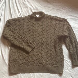 J. Crew Olive Cable Turtleneck Sweater